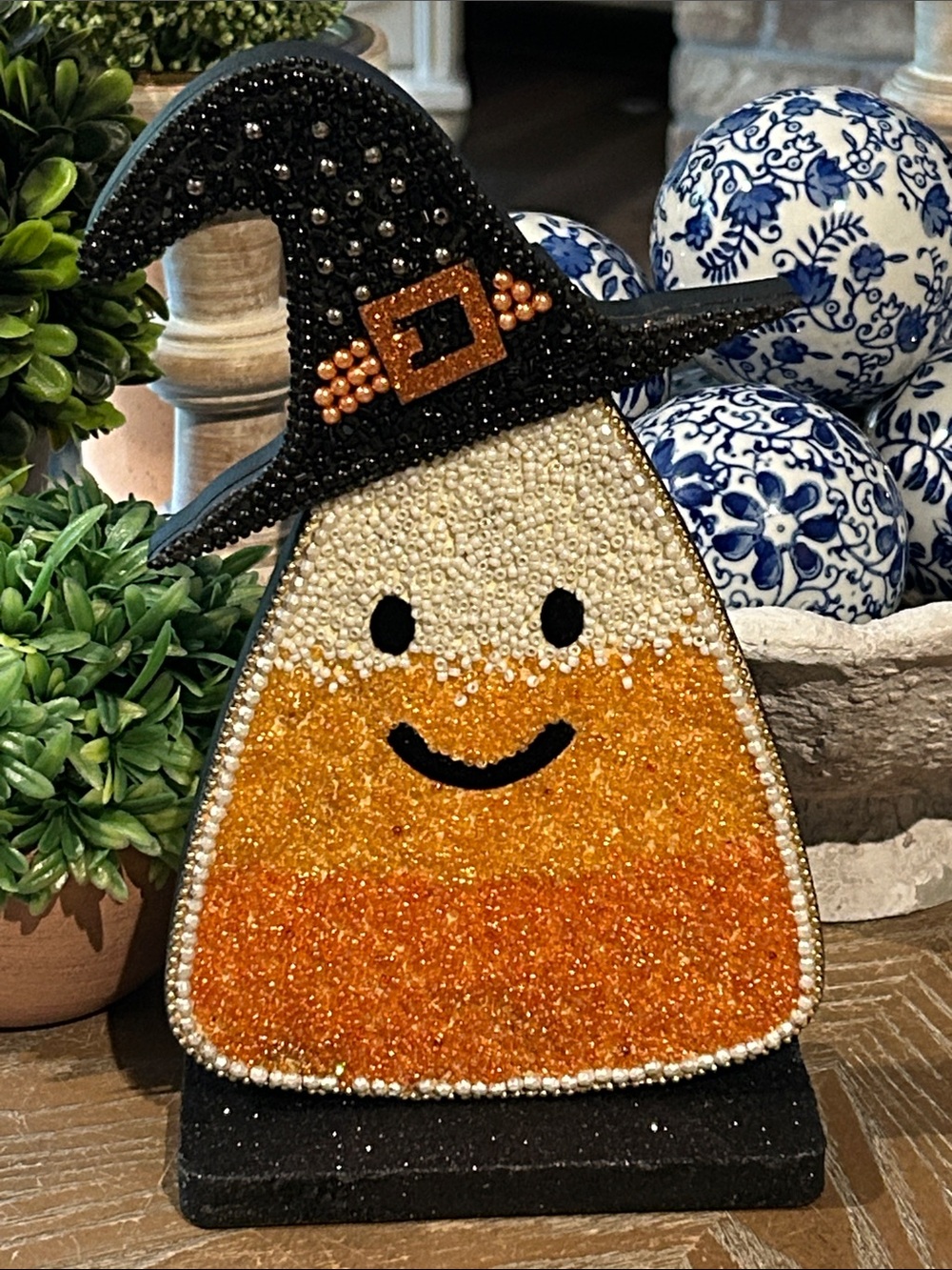 NEW! Vintage Inspired Beaded Candy Corn Halloween Witch